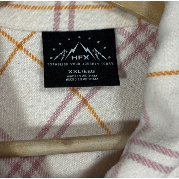 HFX Shacket Womens XXL Pink Plaid Oversized Snap Up Boxy Outdoor Casual Work - Picture 3 of 9